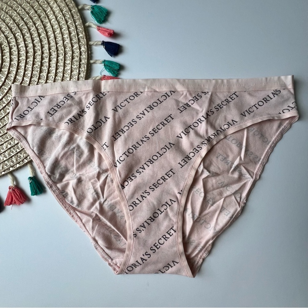 Victoria's Secret Cotton Stretch Bikini Panty Pink VS Logo XL NEW